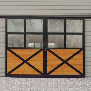 Classic Crossbuck Quad Glass Sliding Barn End Doors